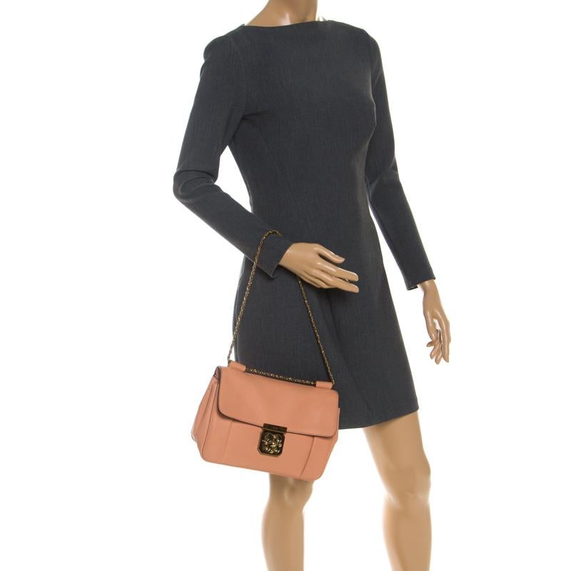 Chloe Coral Leather Medium Elsie Shoulder Bag In Good Condition In Dubai, Al Qouz 2