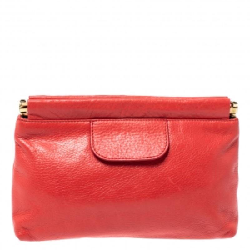 Rosso Pochette Chloe con fiocco in pelle arancione corallo in vendita