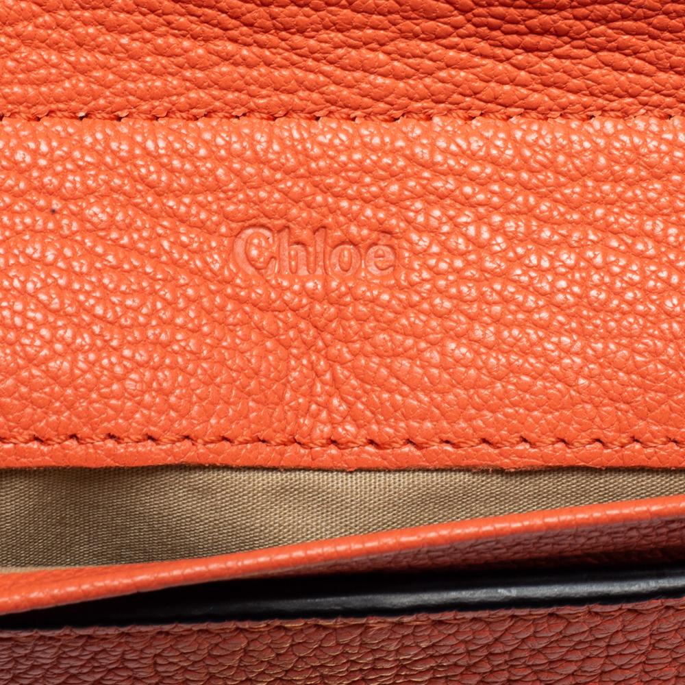 Chloe Coral Orange Leather Elsie Zip Around Continental Wallet 7