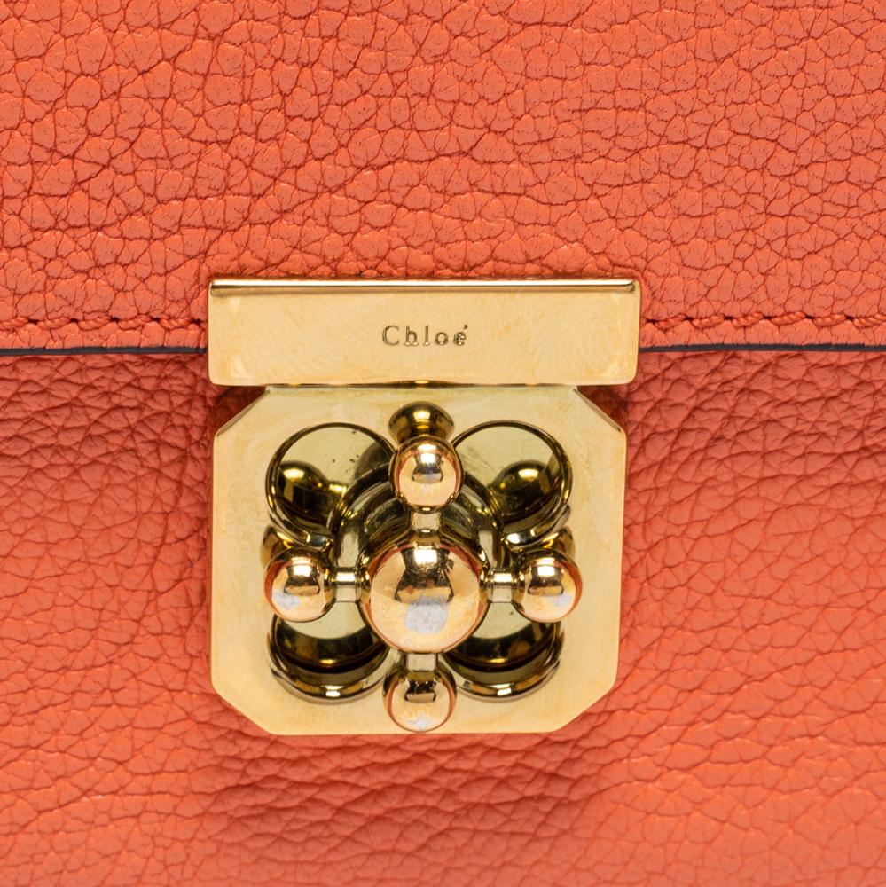 Chloe Coral Orange Leather Elsie Zip Around Continental Wallet 3