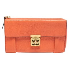 Chloé - Portefeuille Elsie en cuir corail orange et orange avec fermeture éclair