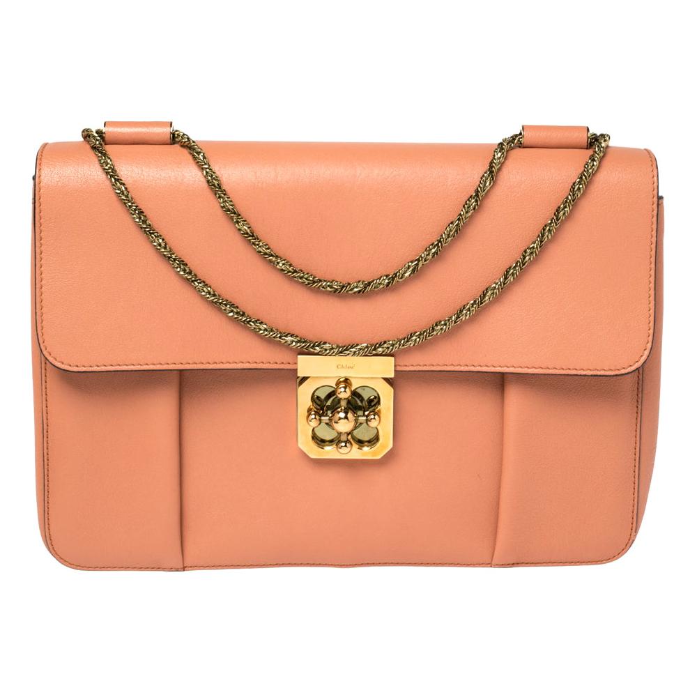 Chloe Coral Orange Leather Large Elsie Shoulder Bag