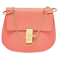 Chloe Coral Orange Leather Medium Drew Shoulder Bag