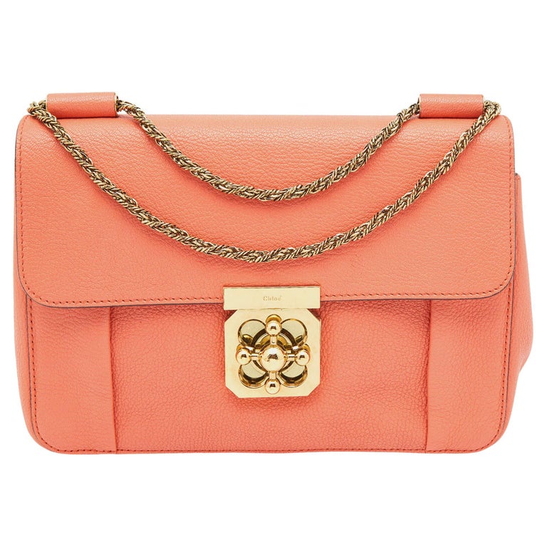 Chloe Coral Orange Leather Medium Elsie Shoulder Bag For Sale at 1stDibs