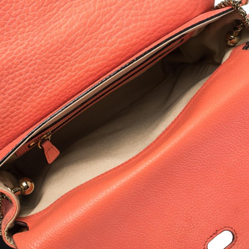 Chloe Coral Orange Leather Medium Sally Flap Shoulder Bag 8