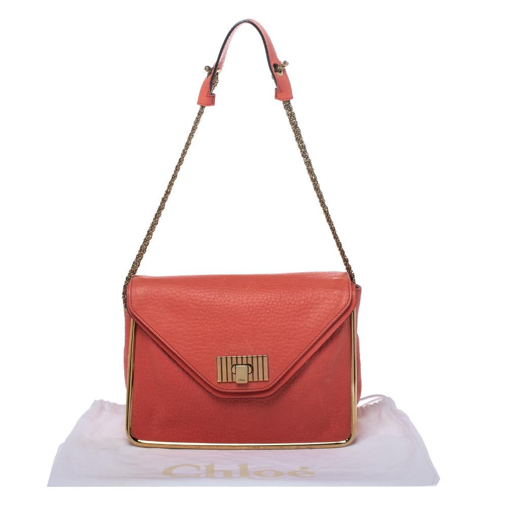 Chloe Coral Orange Leather Medium Sally Flap Shoulder Bag 9