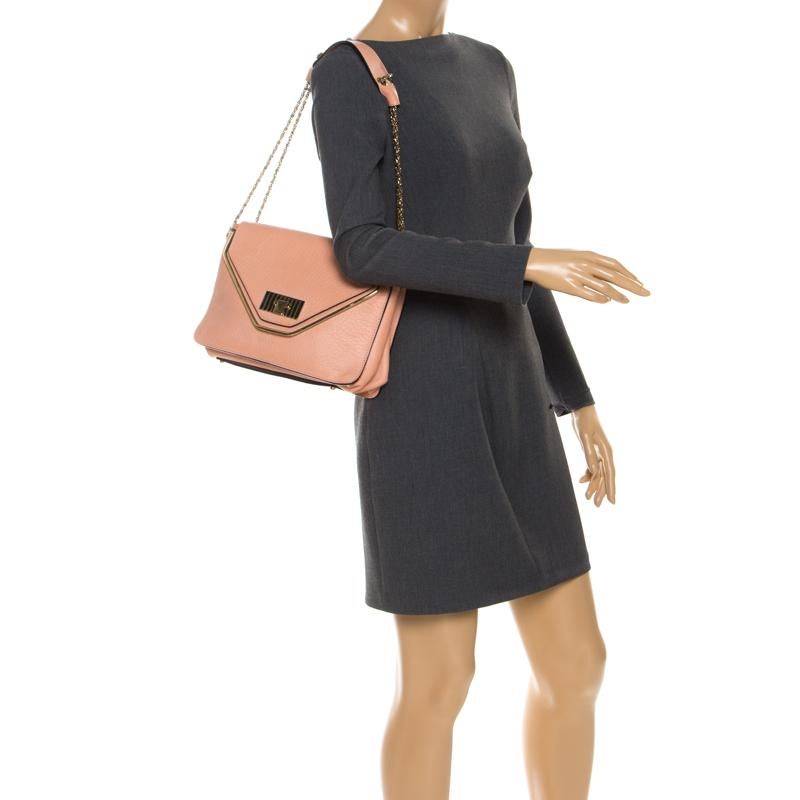Chloe Coral Orange Leather Medium Sally Flap Shoulder Bag In Excellent Condition In Dubai, Al Qouz 2
