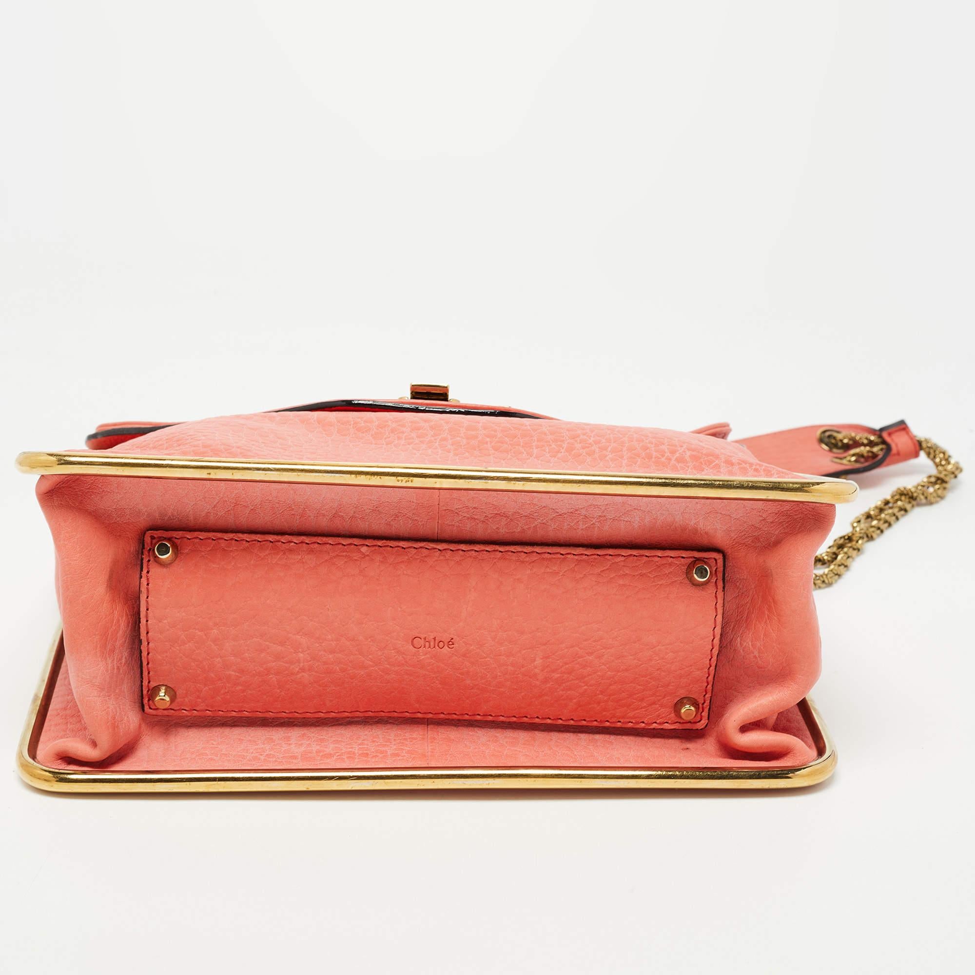 Chloe Coral Orange Leather Medium Sally Flap Shoulder Bag 2