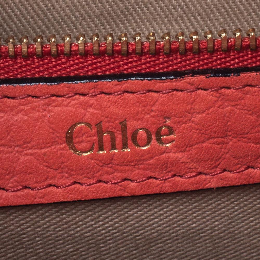 Women's Chloe Coral Orange Leather Medium Sally Flap Shoulder Bag