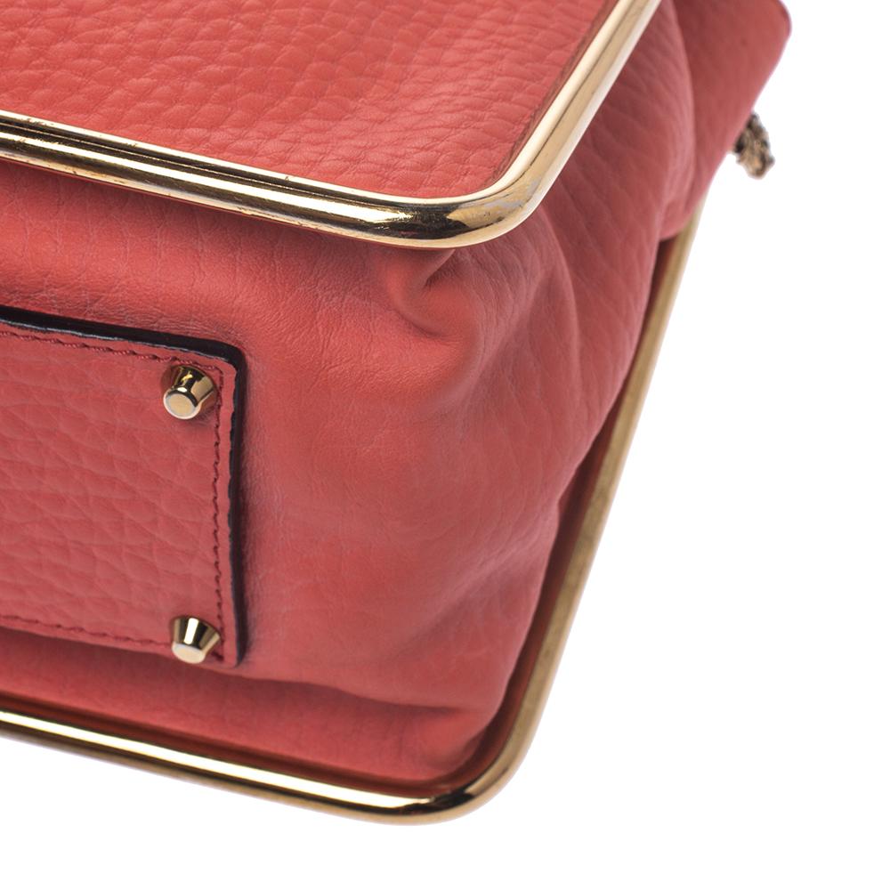 Chloe Coral Orange Leather Medium Sally Flap Shoulder Bag 2
