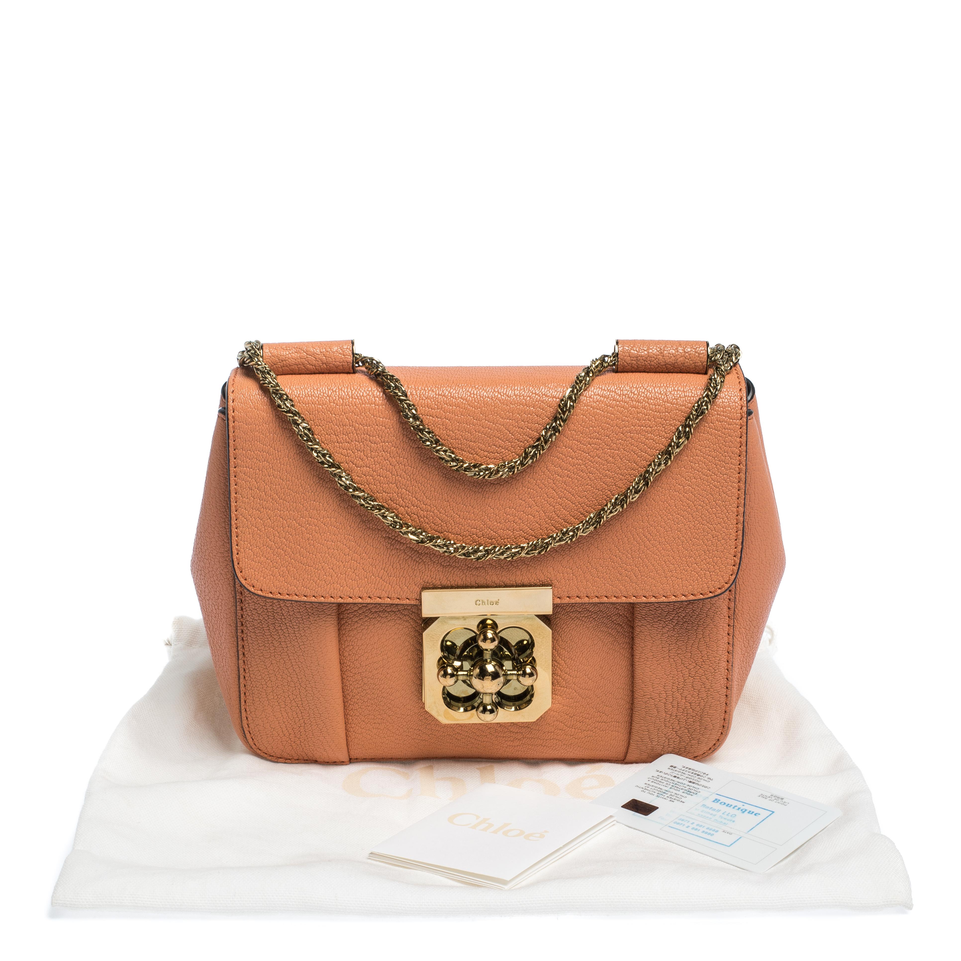 Chloe Coral Orange Leather Small Elsie Shoulder Bag 9