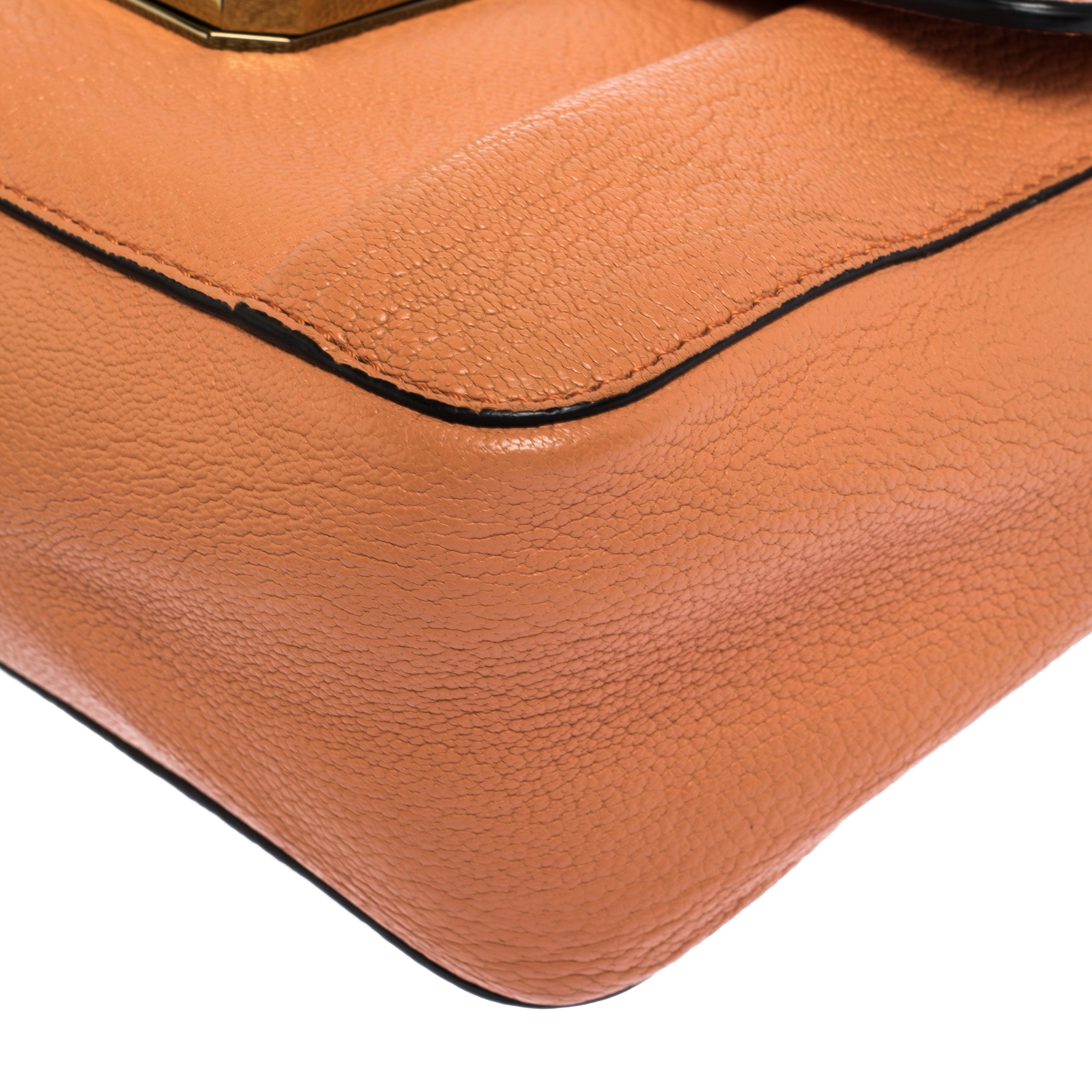 Women's Chloe Coral Orange Leather Small Elsie Shoulder Bag