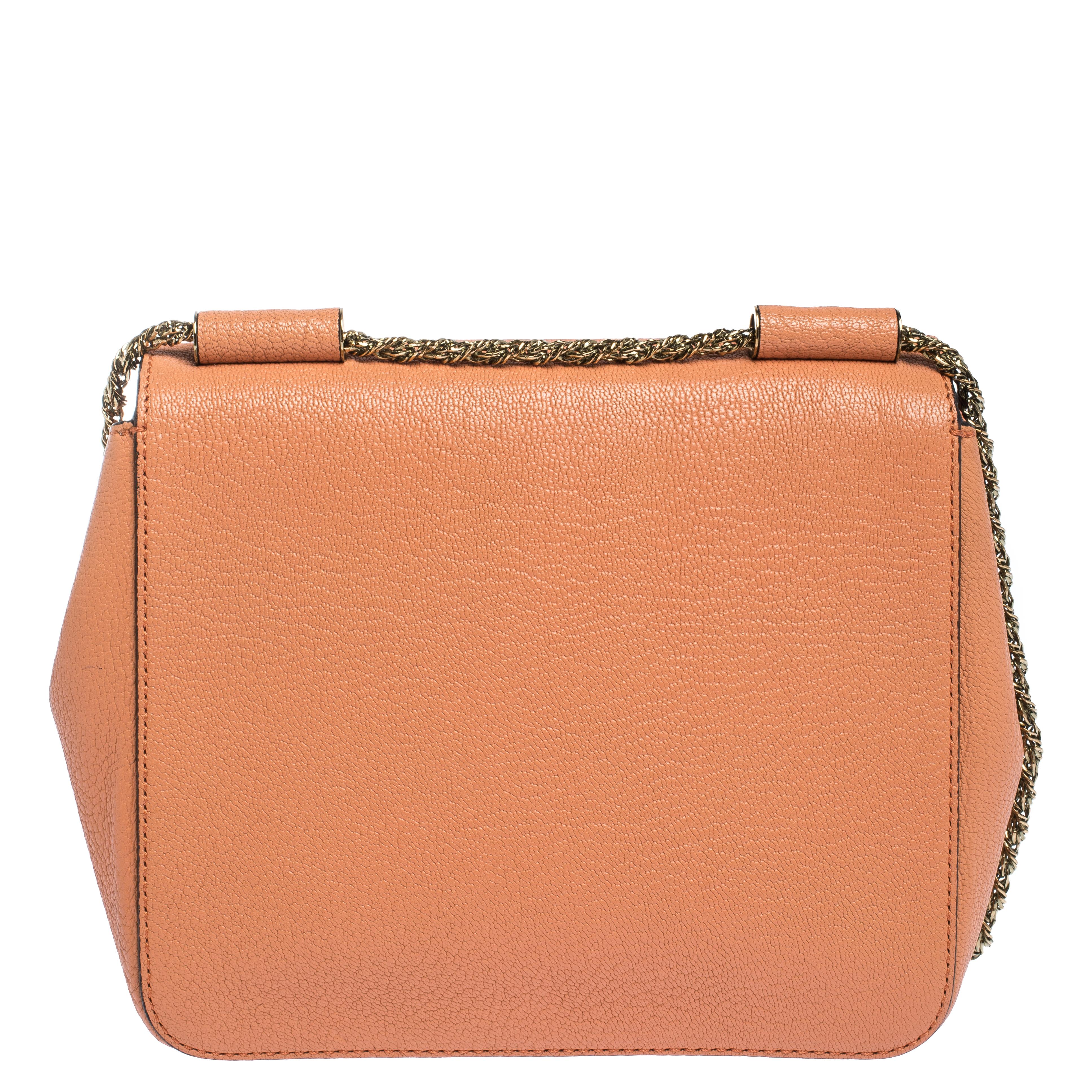 Chloe Coral Orange Leather Small Elsie Shoulder Bag 4