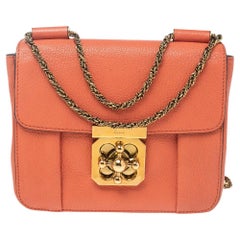 Chloe Coral Orange Leather Small Elsie Shoulder Bag