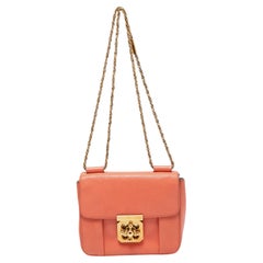 Chloe Coral Orange Leather Small Elsie Shoulder Bag