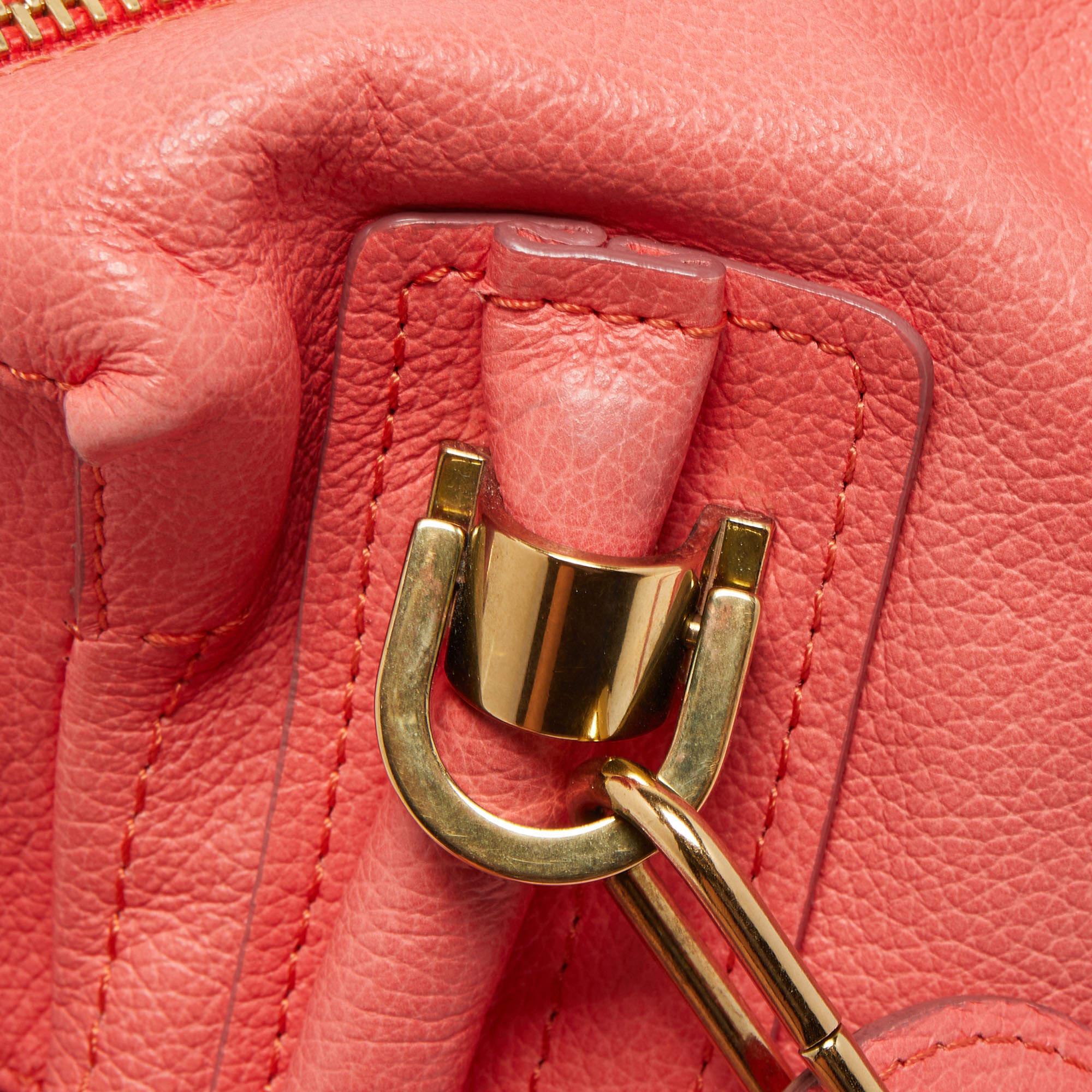Chloe Coral Pink Leather Medium Paraty Shoulder Bag 6