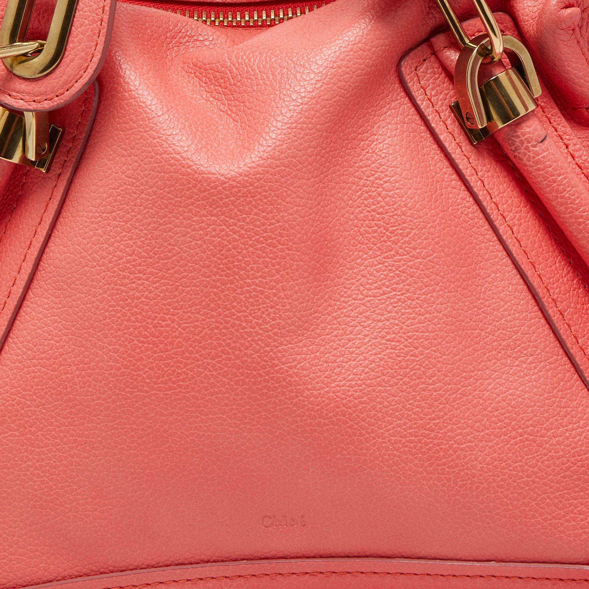 Chloe Coral Pink Leather Medium Paraty Shoulder Bag 7