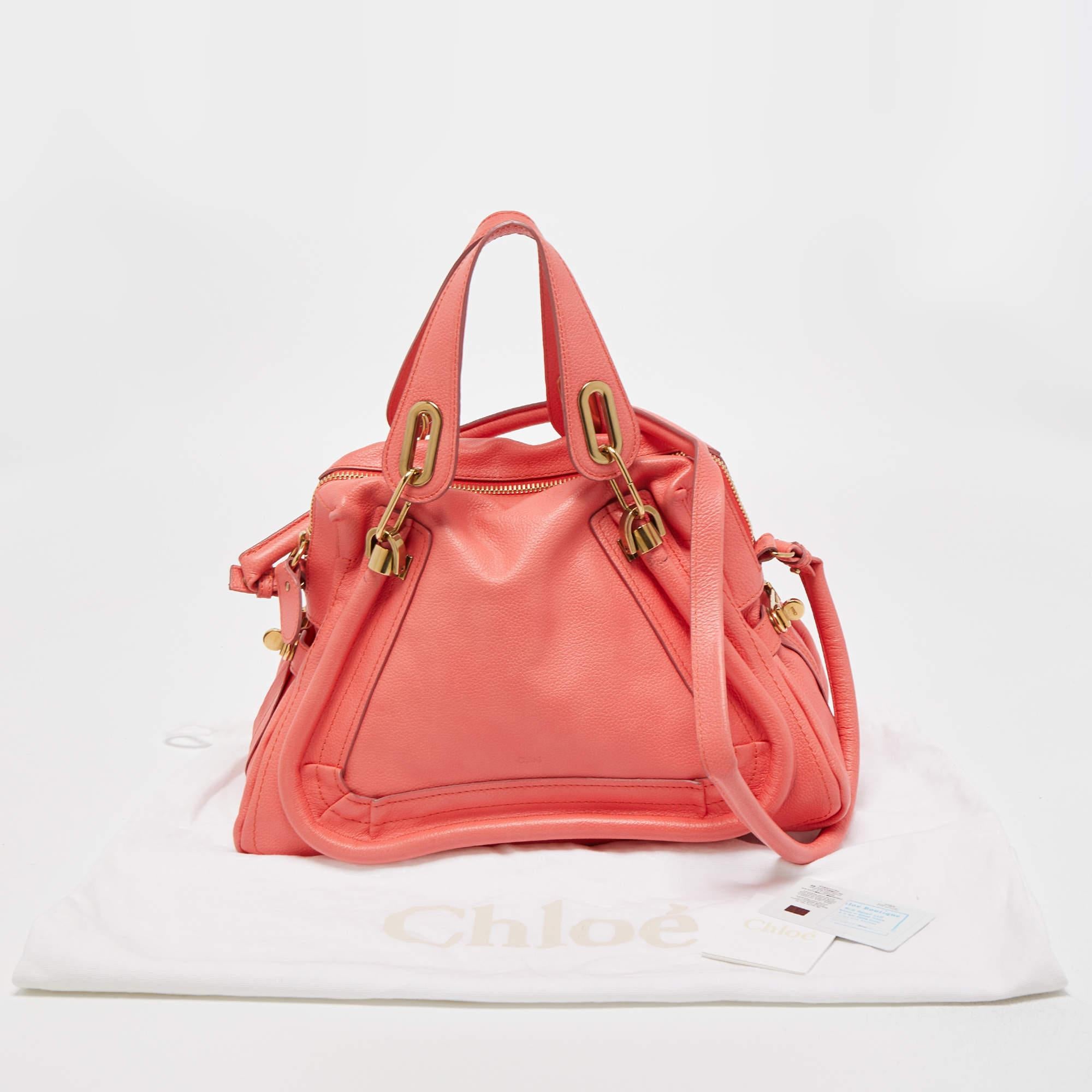 Chloe Coral Pink Leather Medium Paraty Shoulder Bag 8