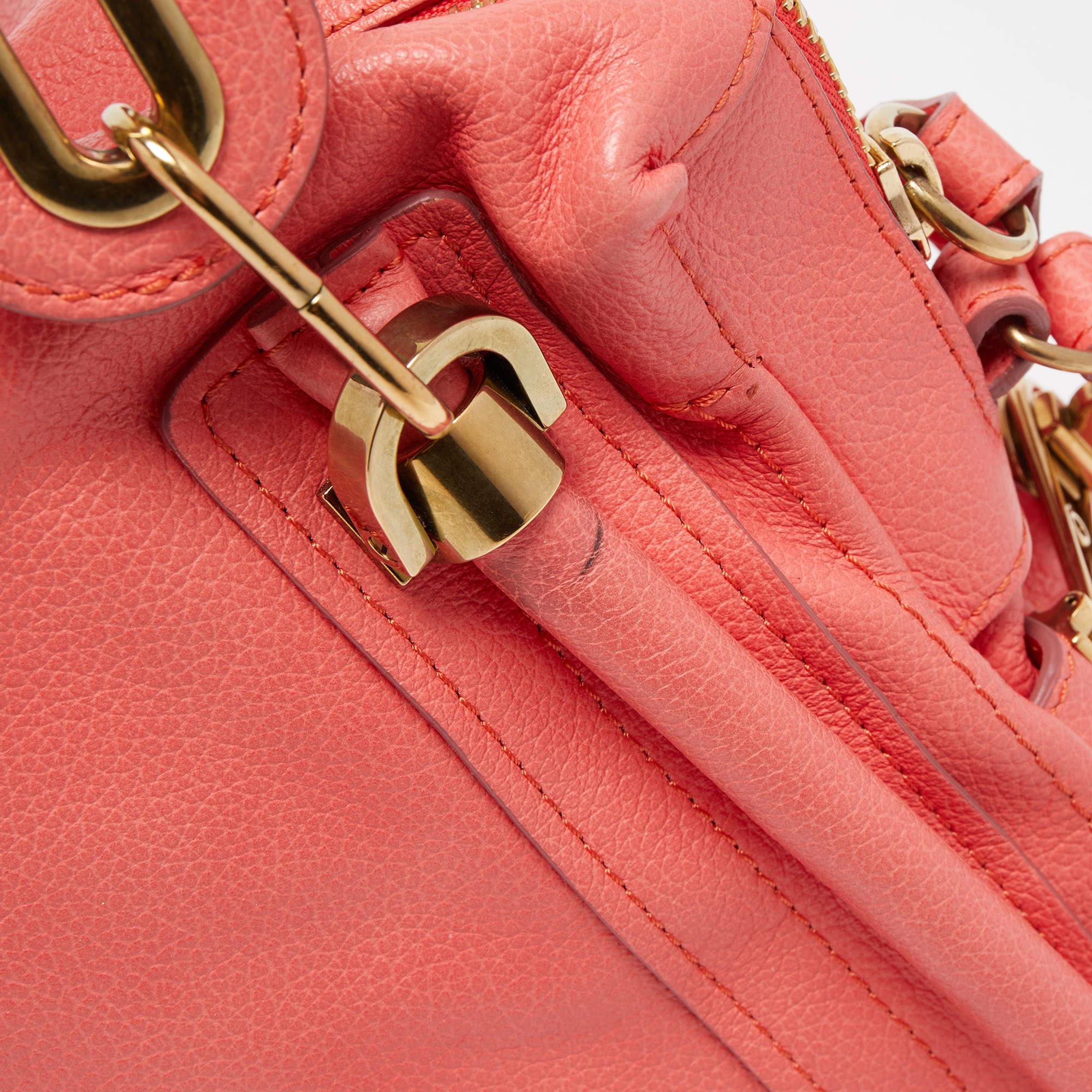 Chloe Coral Pink Leather Medium Paraty Shoulder Bag 9