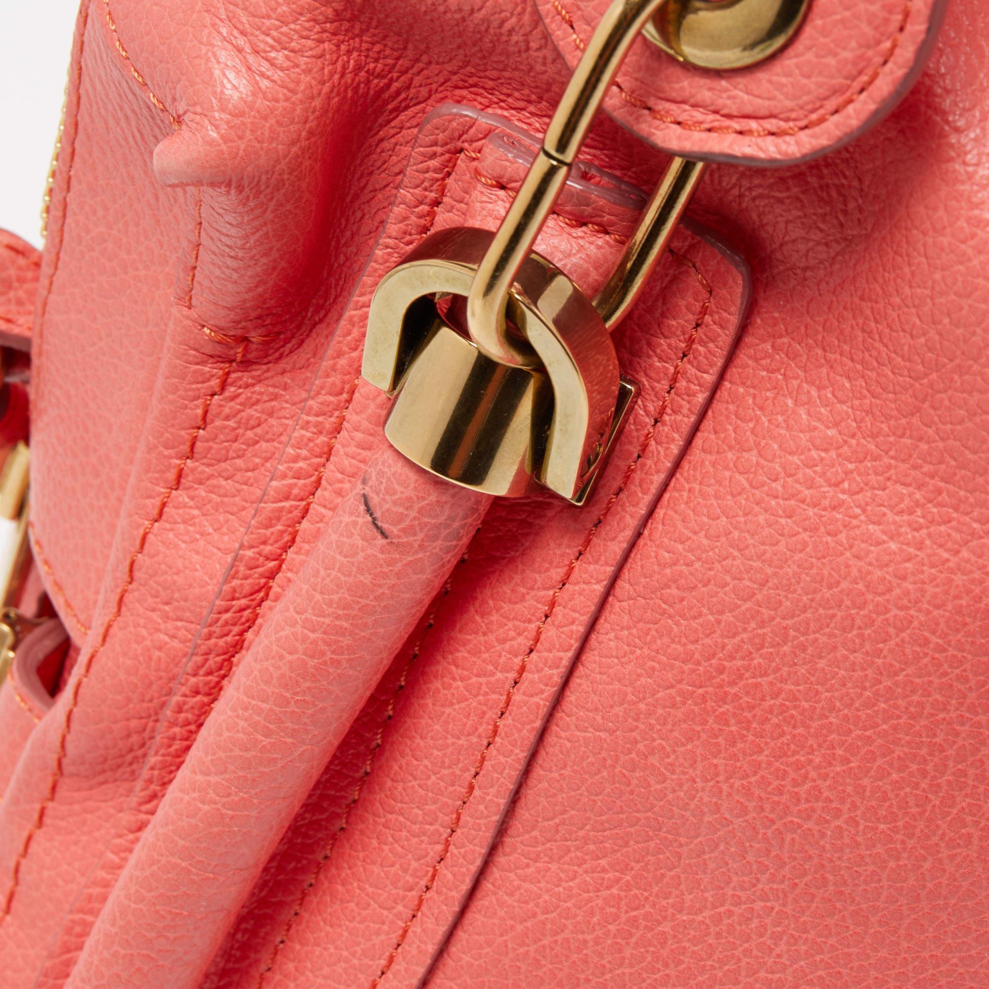 Chloe Coral Pink Leather Medium Paraty Shoulder Bag 10