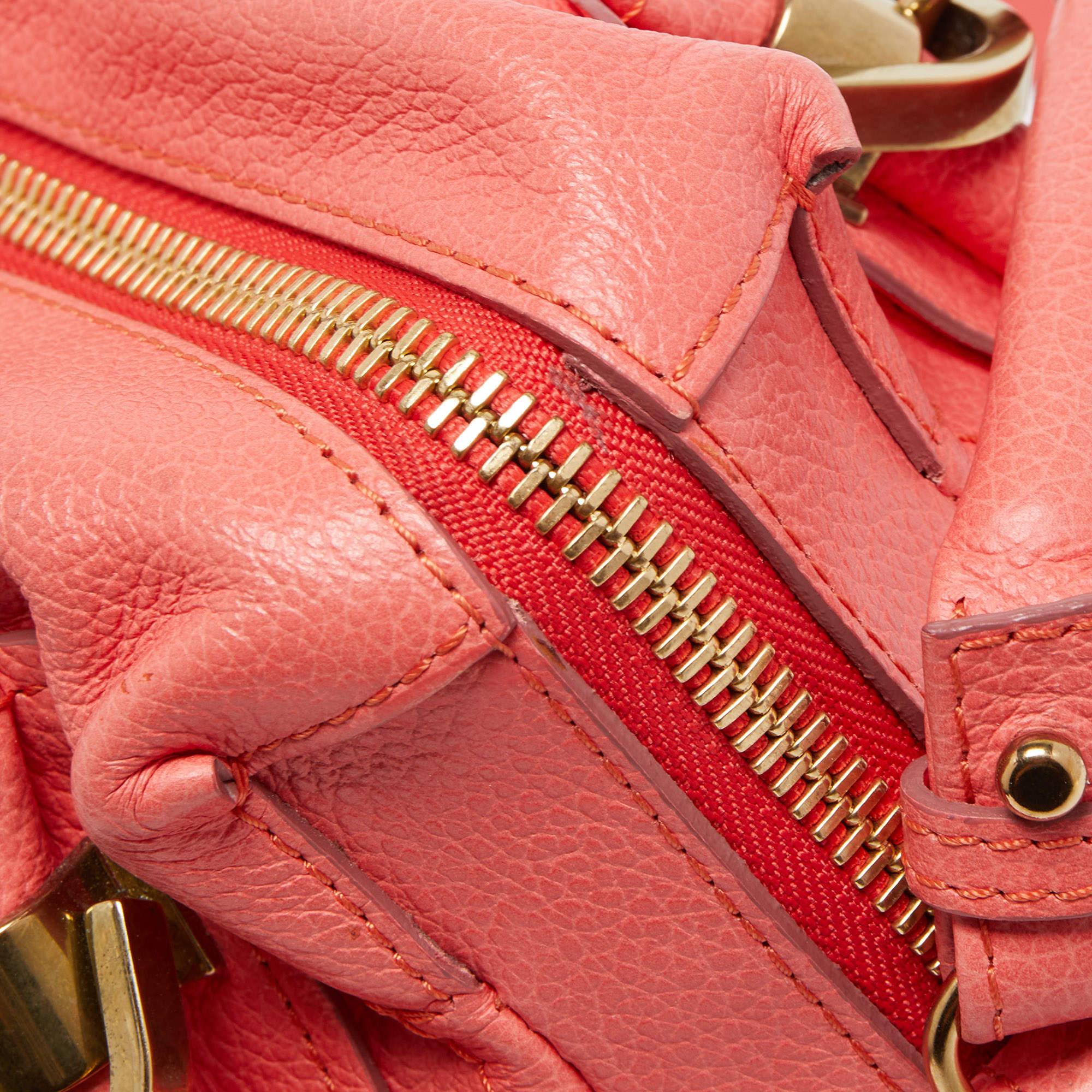 Chloe Coral Pink Leather Medium Paraty Shoulder Bag 14