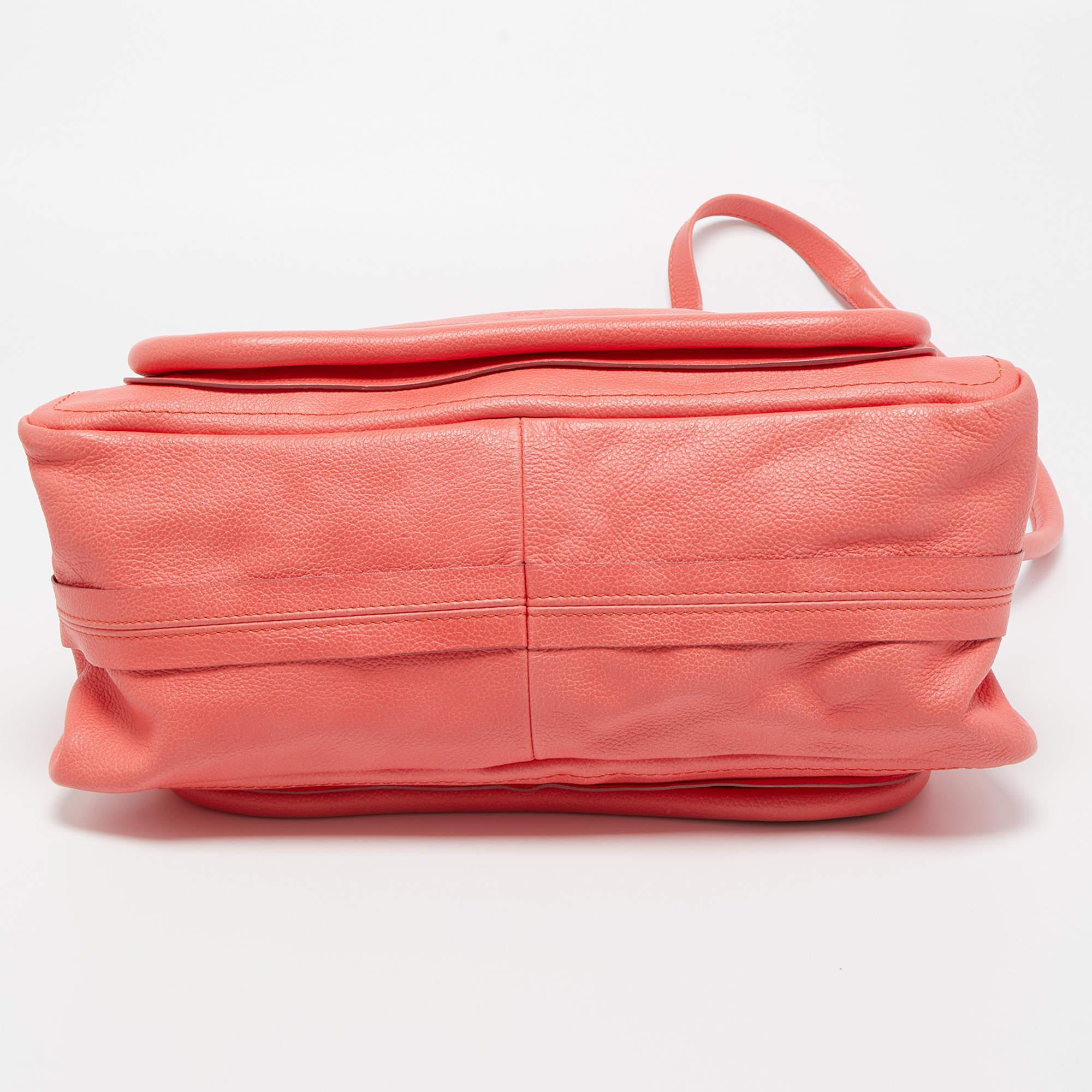 Chloe Coral Pink Leather Medium Paraty Shoulder Bag 1