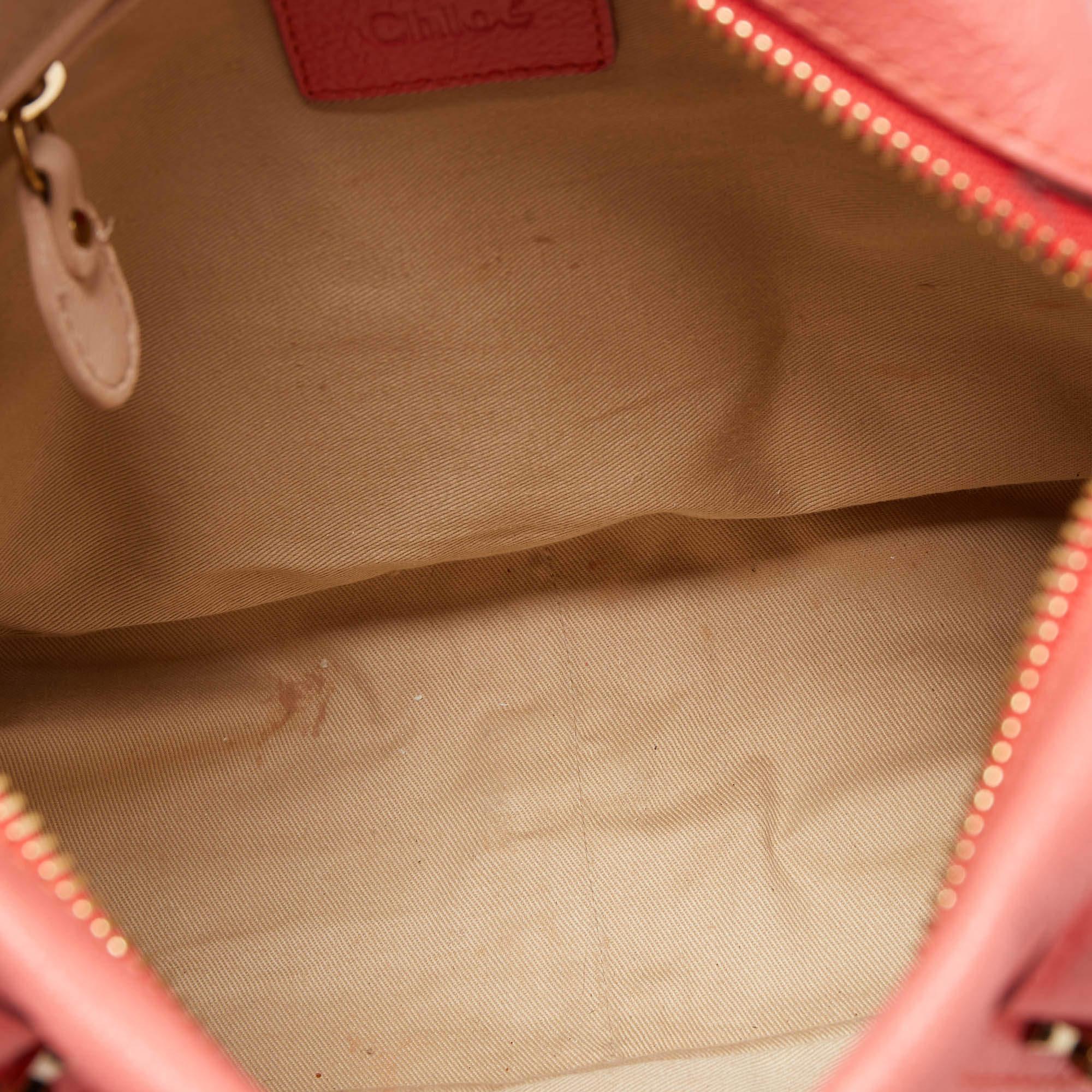 Chloe Coral Pink Leather Medium Paraty Shoulder Bag 2