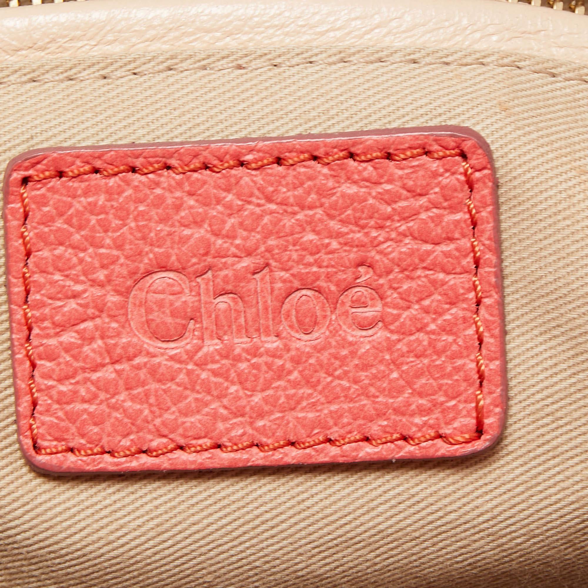 Chloe Coral Pink Leather Medium Paraty Shoulder Bag 3