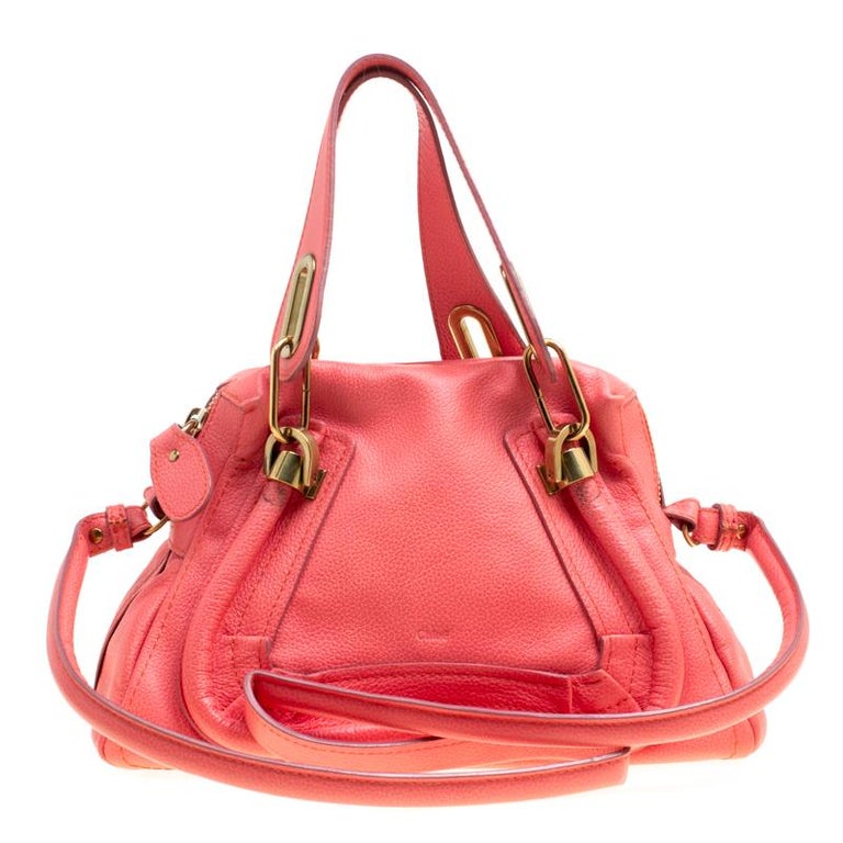 Chloe Coral Pink Leather Small Paraty Bag For Sale at 1stdibs