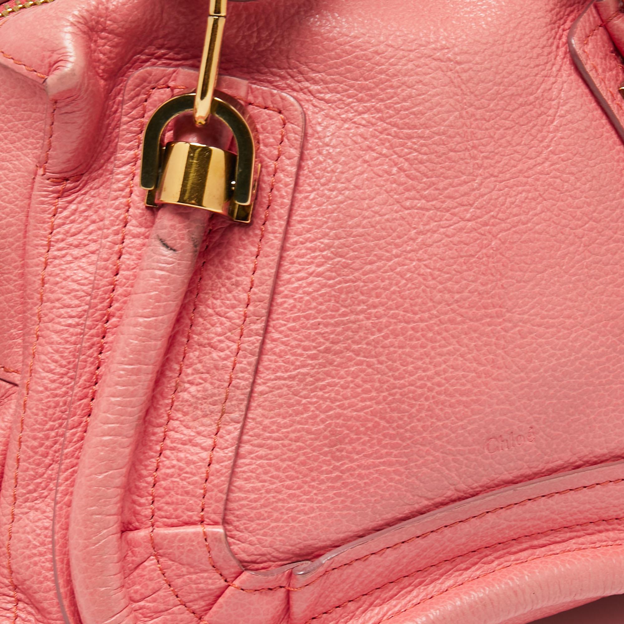 Women's Chloe Coral Pink Leather Small Paraty Bag