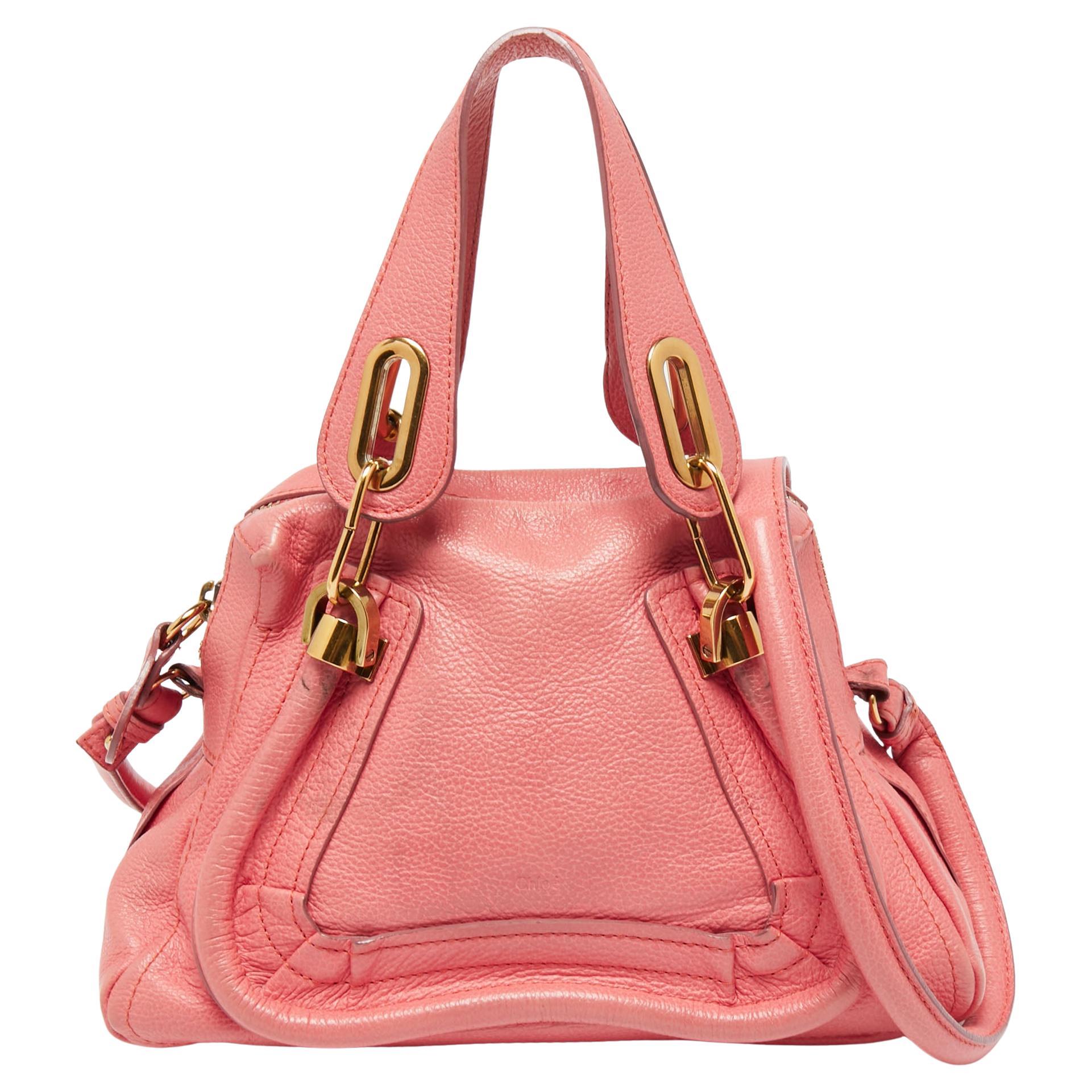 Chloe Coral Pink Leather Small Paraty Bag