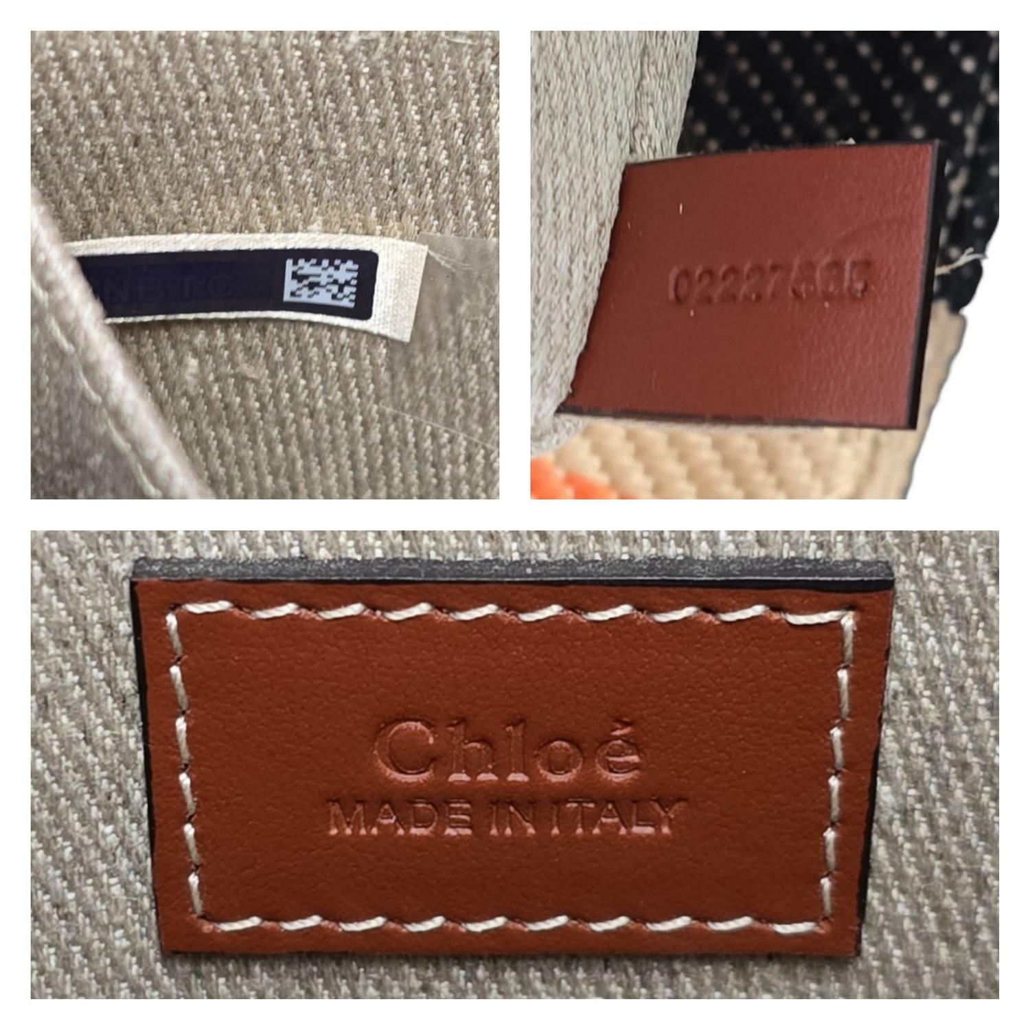 Chloe Cotton Calfskin Small Woody Striped Ribbon Tote en vente 5