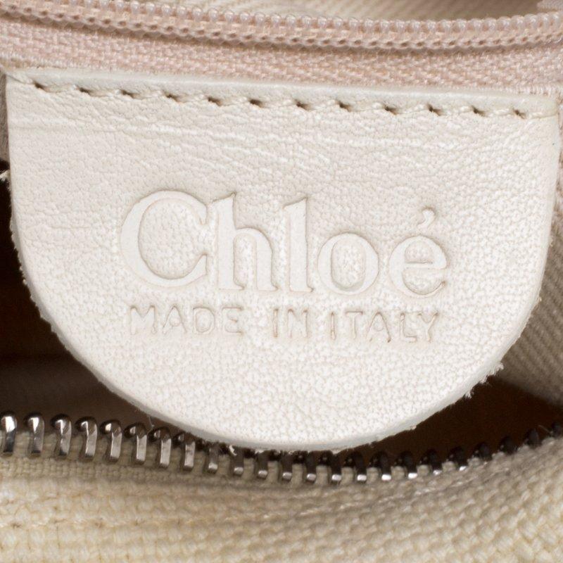 Chloe Cream Canvas Multi Stone Embellished Shoulder Bag 3