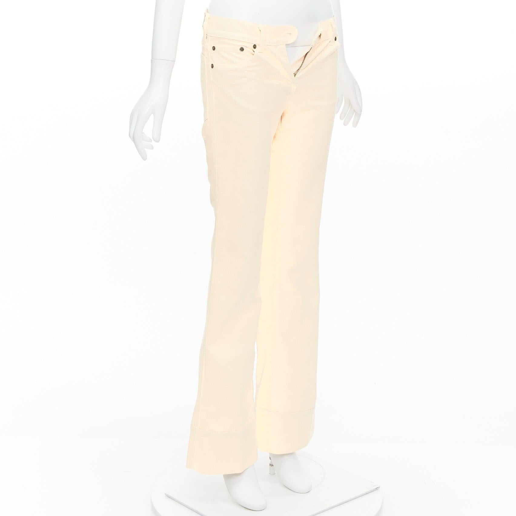 White CHLOE cream cotton blend panelled cuff hem flared jeans FR34 XS