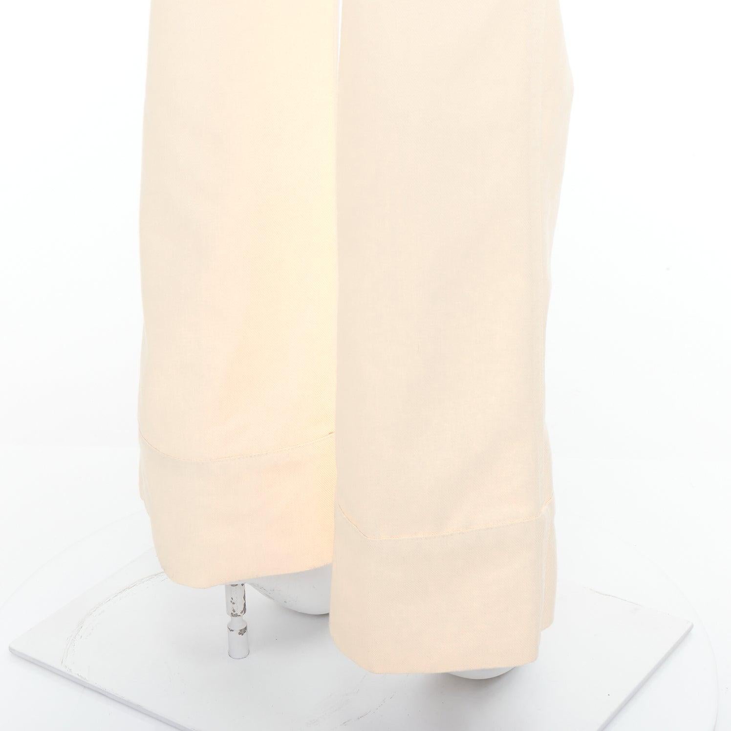 CHLOE cream cotton blend panelled cuff hem flared jeans FR34 XS 2