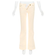CHLOE cream cotton blend panelled cuff hem flared jeans FR34 XS