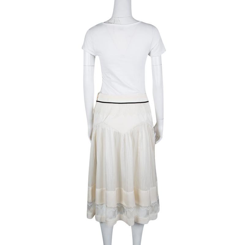 cream lace midi skirt