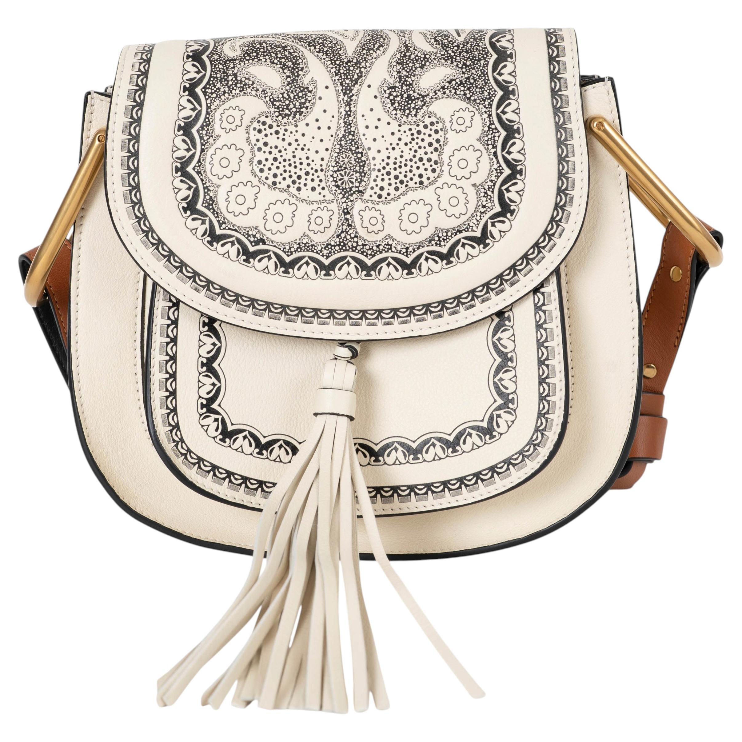 Sac à bandoulière CHLOE en cuir crème 2016, modèle HUDSON SMALL EMBOSSED