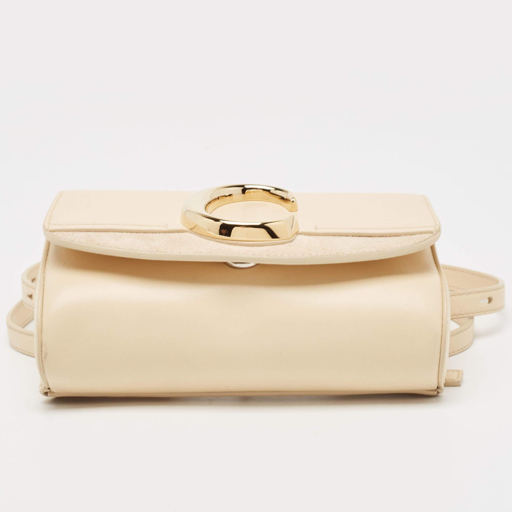 Chloe Cream Leather and Suede Chloe C Belt Bag For Sale 11