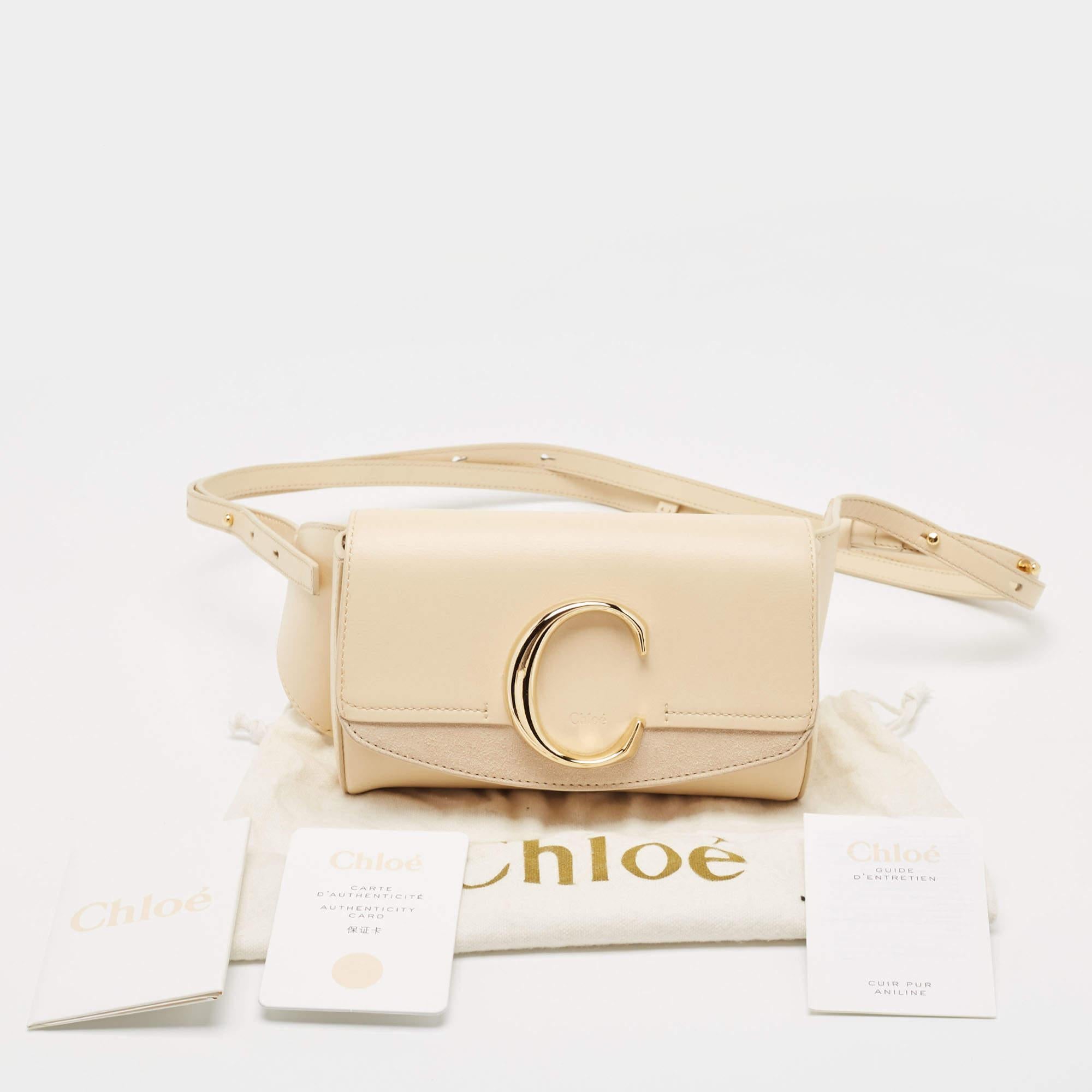 Chloe Cream Leather and Suede Chloe C Belt Bag For Sale 13