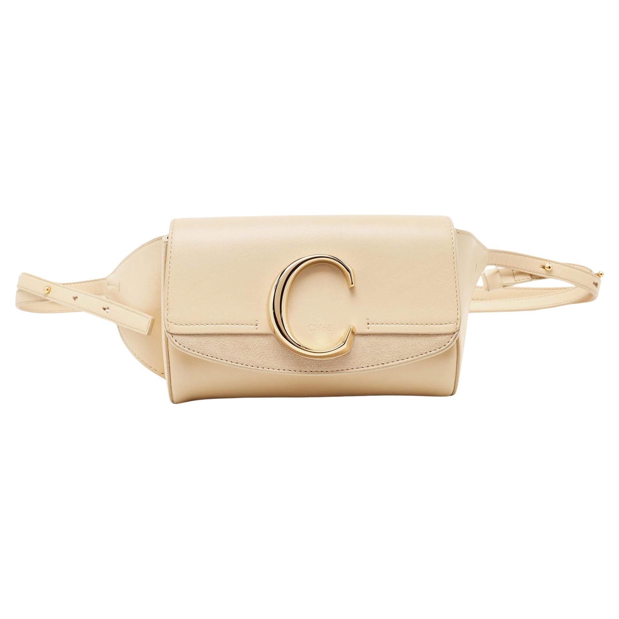 Chloe Cream Leather and Suede Chloe C Belt Bag For Sale