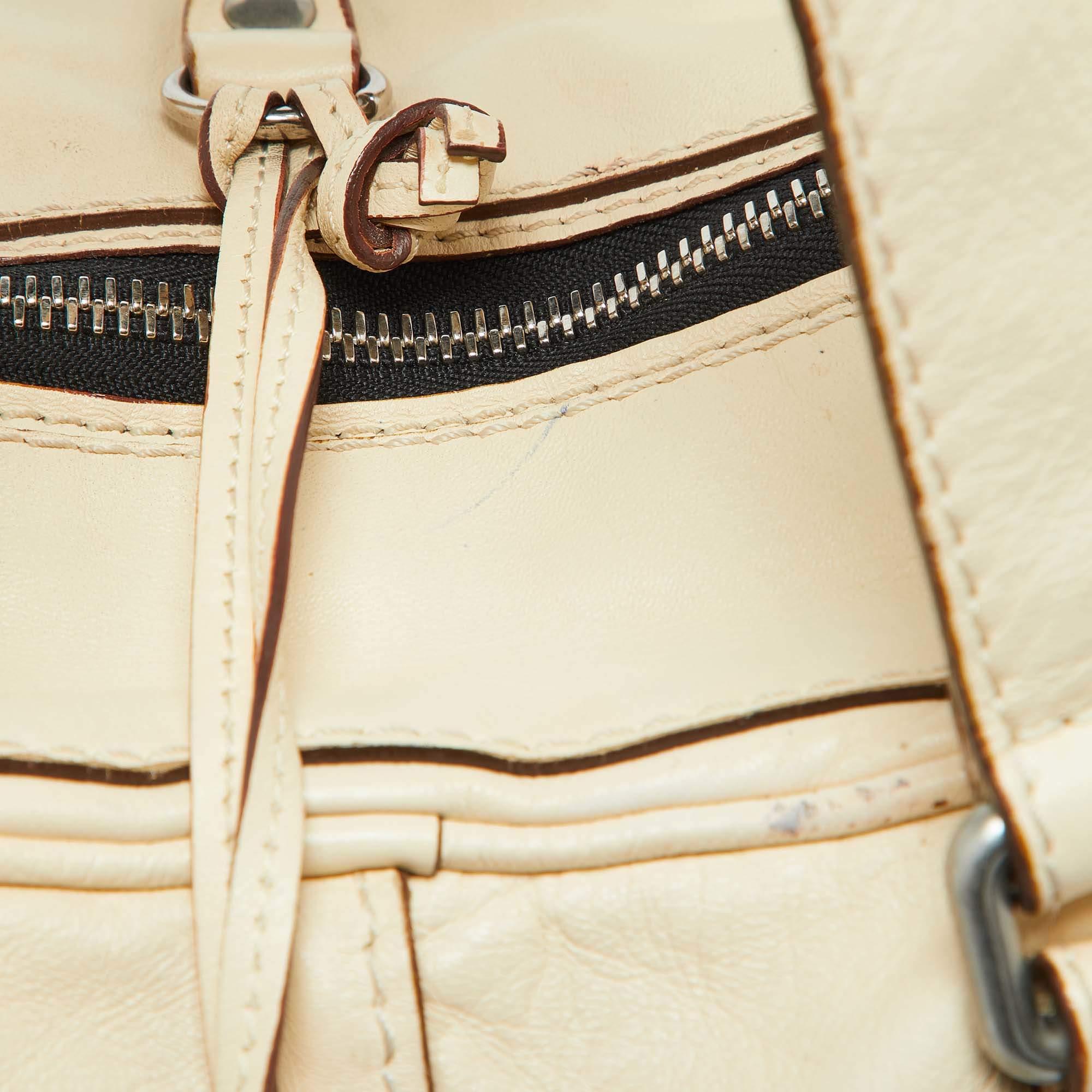 Women's Chloe Cream Leather Betty Zip Satchel For Sale