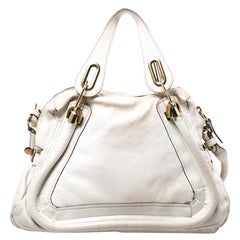 Chloe Cream Leather Medium Paraty Shoulder Bag