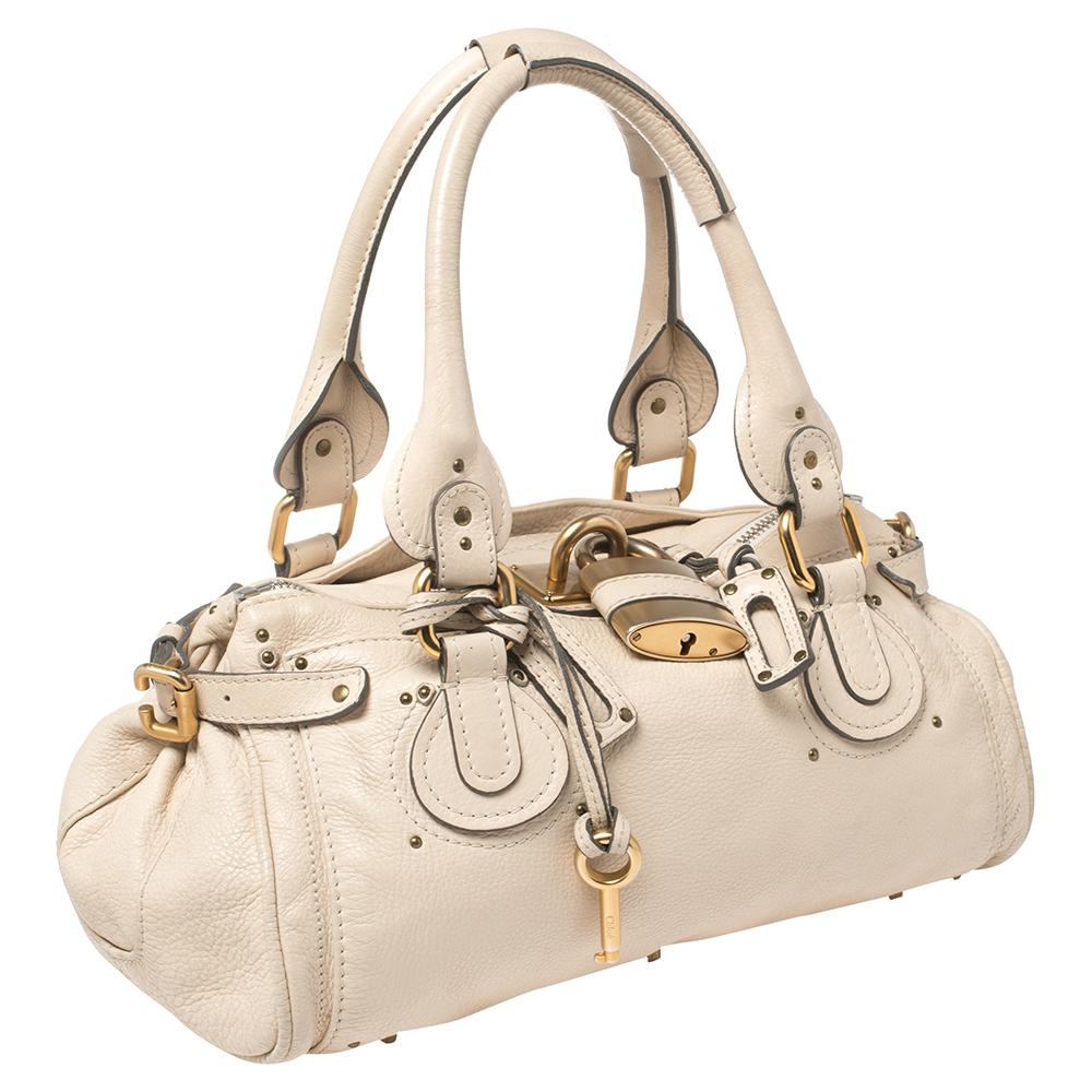 Beige Chloe Cream Leather Paddington Satchel