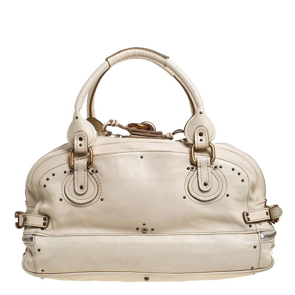 Chloe Creme Leder Paddington Satchel mit Reißverschluss im Zustand „Gut“ in Dubai, Al Qouz 2