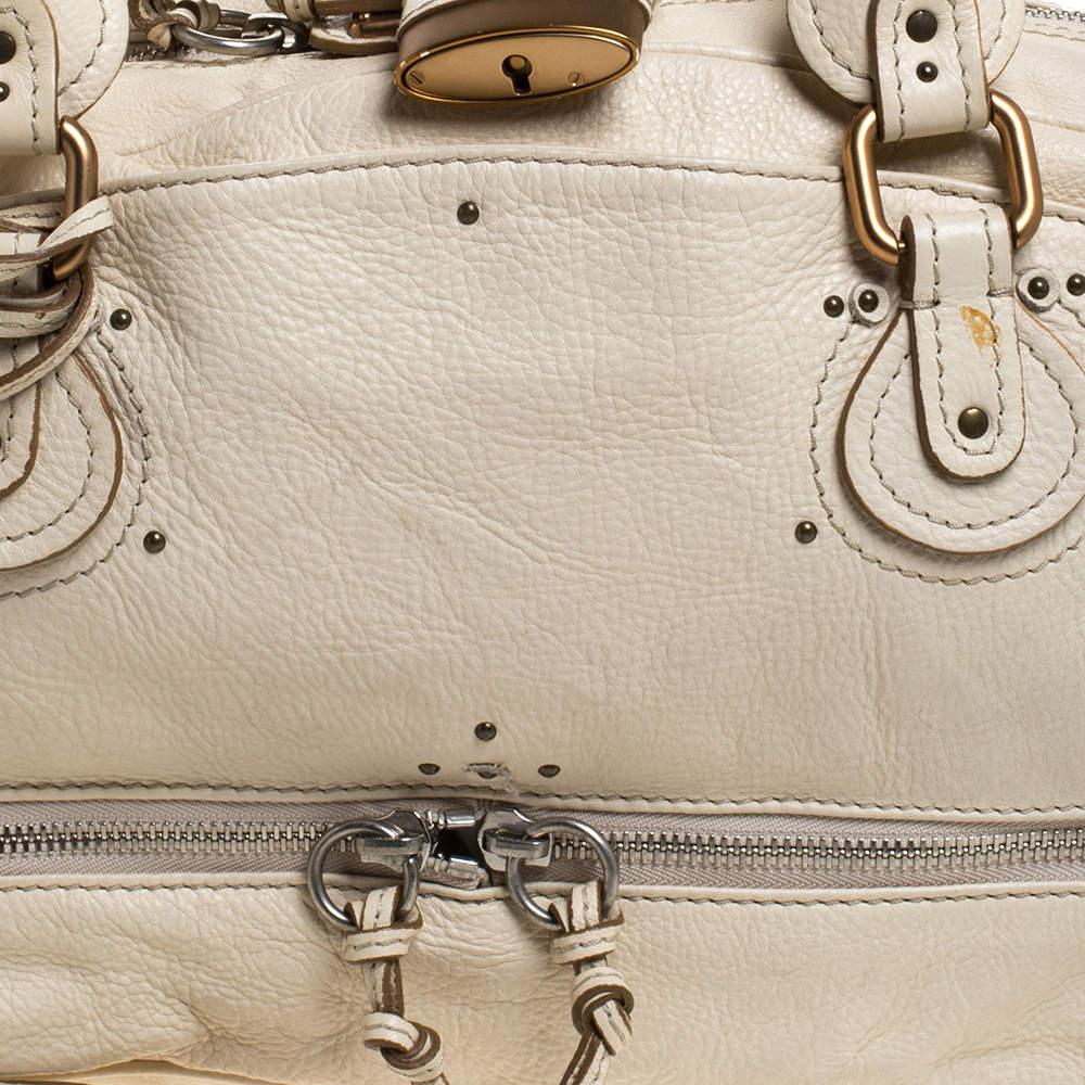 Chloe Creme Leder Paddington Satchel mit Reißverschluss Damen