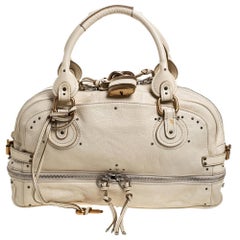 Used Chloe Cream Leather Paddington Zipped Satchel