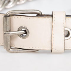 Chloé Cream Leather Silver Chain Belt