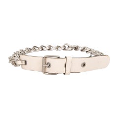 Chloé Cream Leather Silver Chain Belt