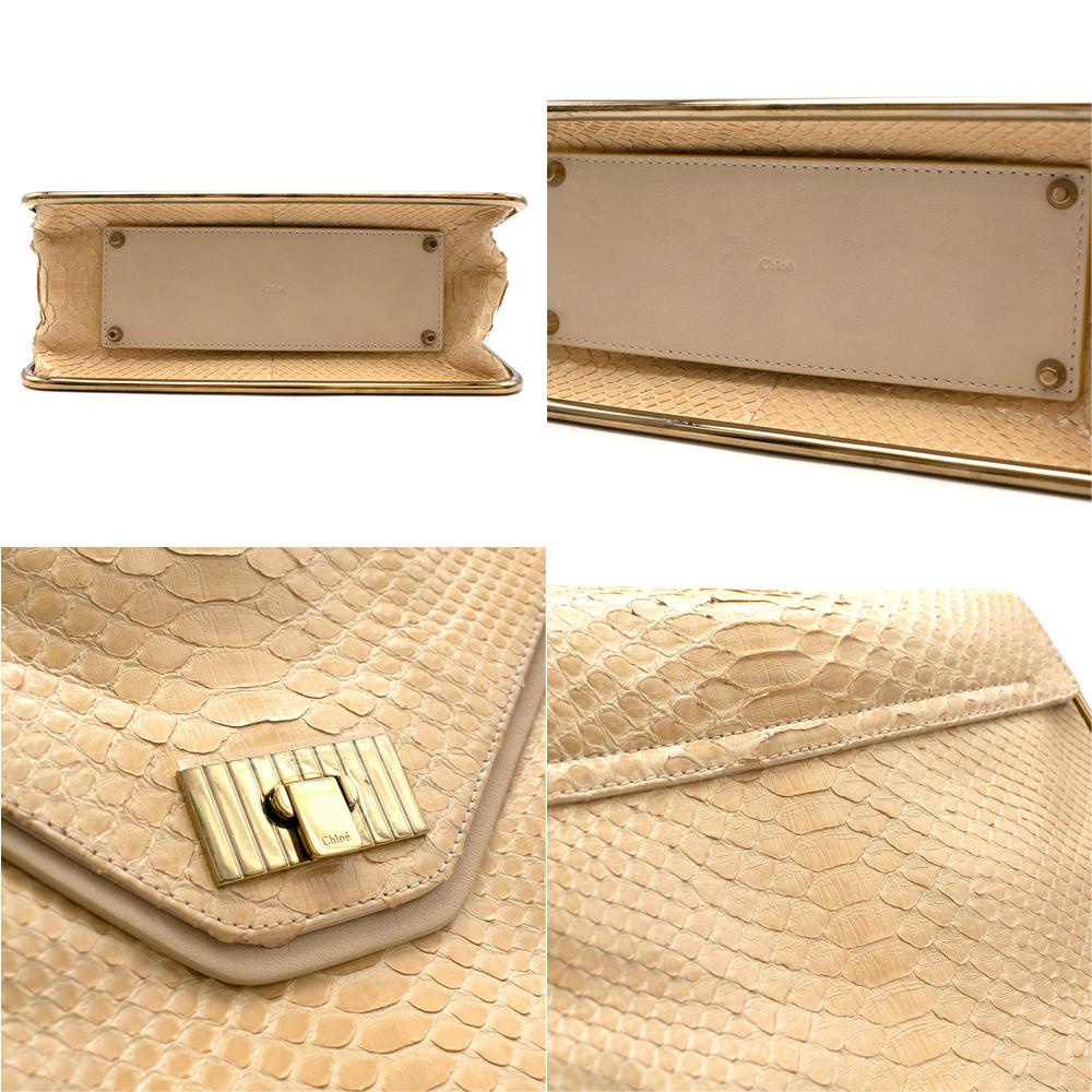 Chloe Cream Python Skin Flap Shoulder Bag In Excellent Condition For Sale In London, GB